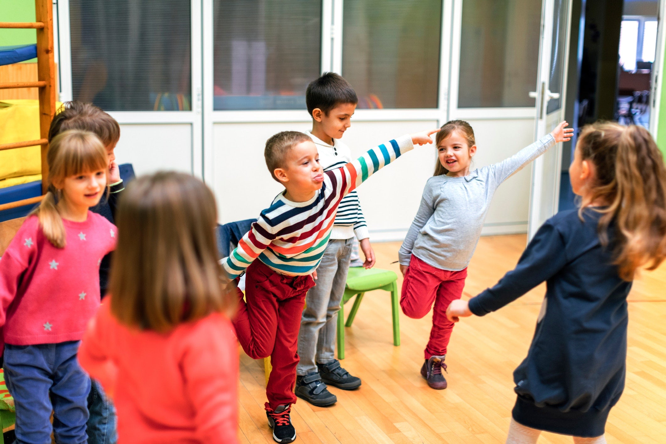 Children playing in a studio