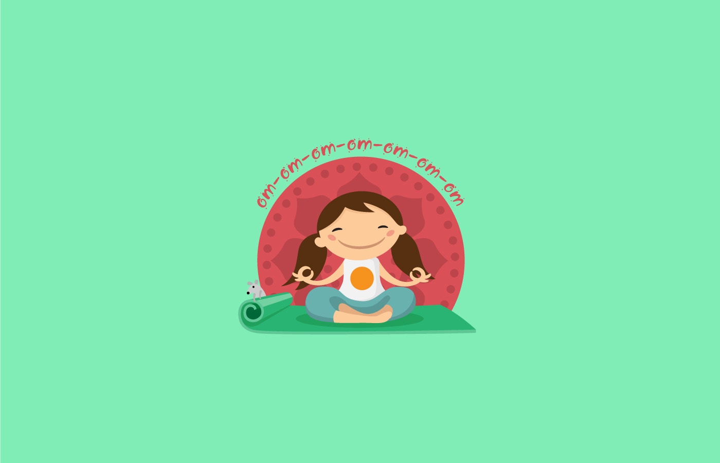 Little Happy girl sitting in lotus pose vector illustration