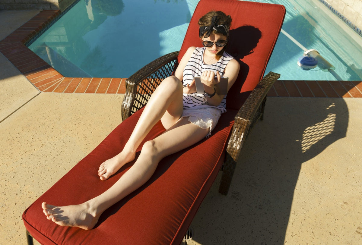 Lady on the couch, sun bath