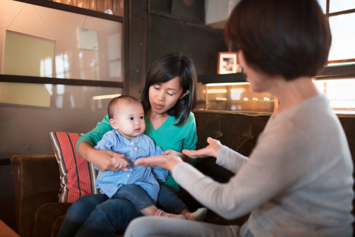 small boy with mother and grandmother