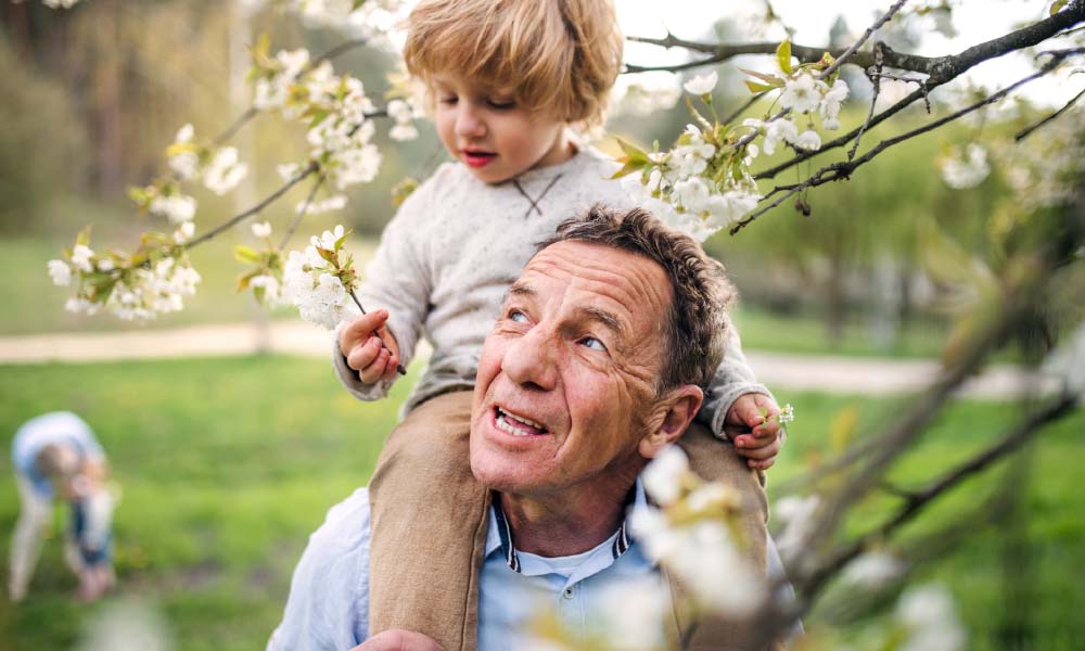 grandfather with toddler grandson