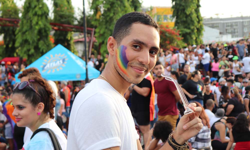 man celebrating pride parade