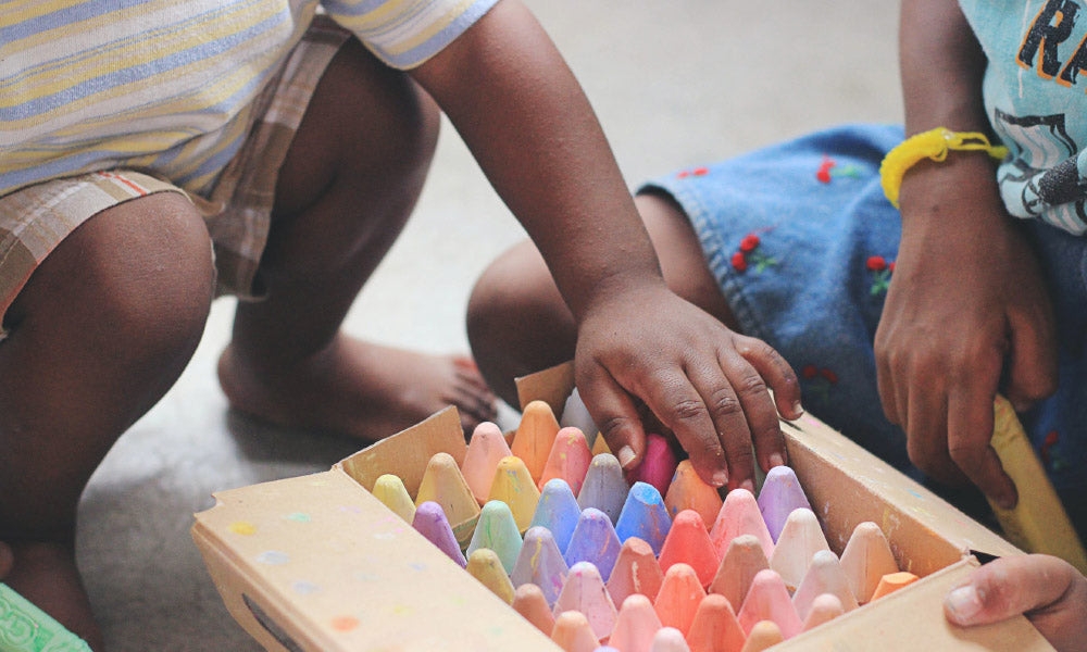 playing with chalk